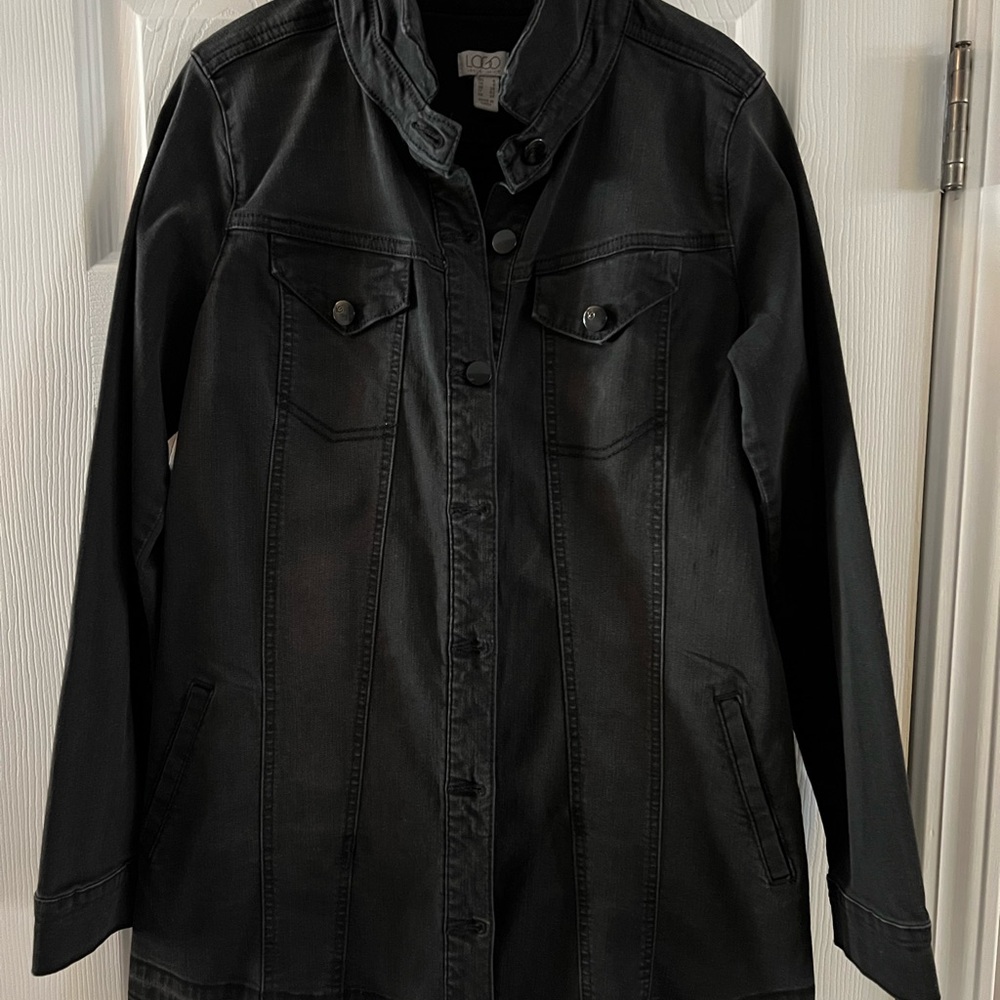 LOGO by Lori Goldstein Black Jean Jacket